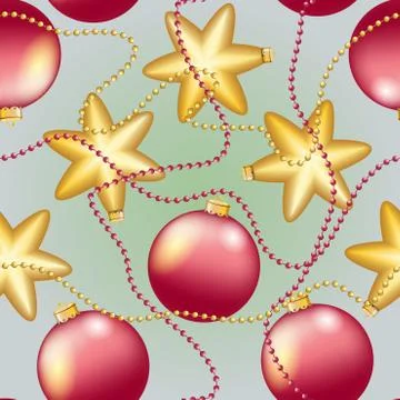 New Year pattern with Christmas ball. Sparkles and bokeh. Shiny and glowing Stock Illustration