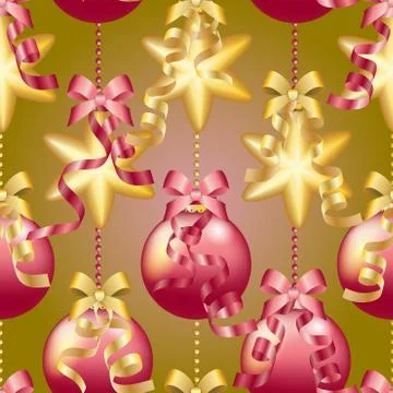 New Year pattern with Christmas ball. Sparkles and bokeh. Shiny and glowing Stock Illustration