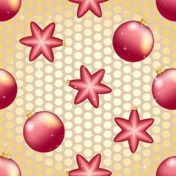New Year pattern with Christmas ball. Sparkles and bokeh. Shiny and glowing Stock Illustration