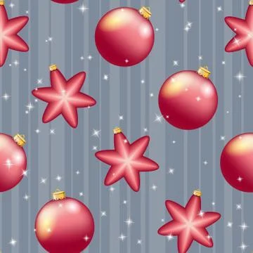 New Year pattern with Christmas ball. Sparkles and bokeh. Shiny and glowing Illustrazione stock