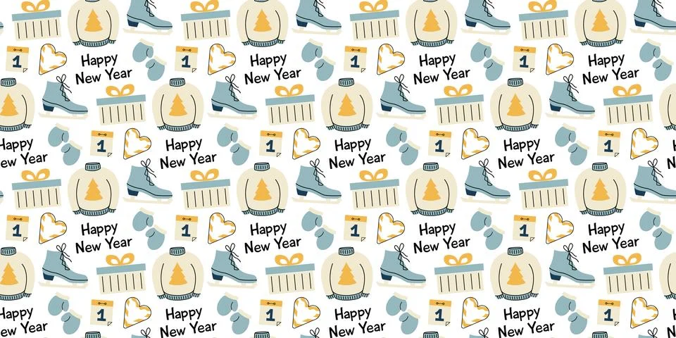 New Year pattern, gift, calendar number one. Seamless winter print - candy cane Illustrazione stock