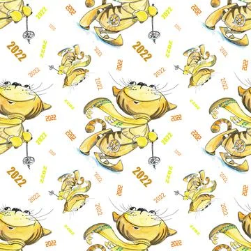 New year pattern with tiger symbol of the year Stock Illustration