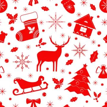 New Year Pattern With Winter Symbols 스톡 일러스트