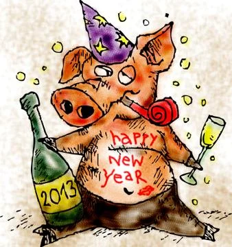 New Year Pig Illustrazione stock