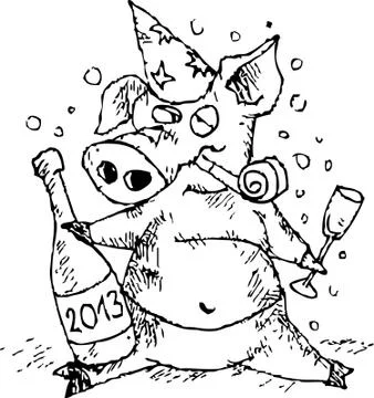 New Year Pig vector Illustrazione stock