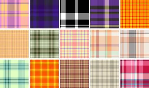 New Year plaid bundle created for party decor. The pack supports wall art, ba Stock Illustration