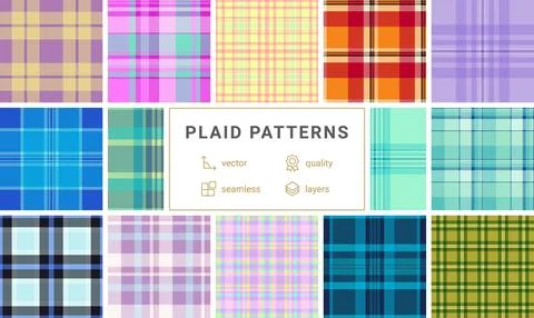 New Year plaid pattern set optimized for posters. Structured tartan rhythm at Stock Illustration