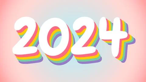 New year postcard 2024 in retro style Stock Illustration
