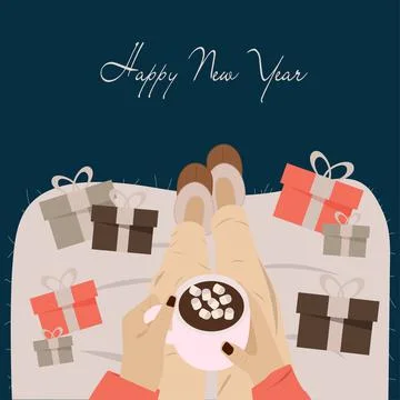 New Year Postcard Illustrazione stock