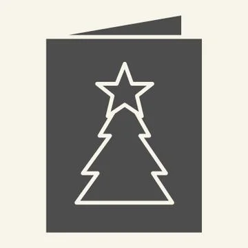 New Year postcard solid icon. Greeting card with Christmas tree glyph style イラスト素材