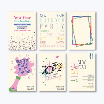 New Year Poster Set Stock Illustration