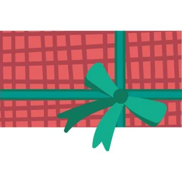 New year present box flat vector illustration Stock Illustration