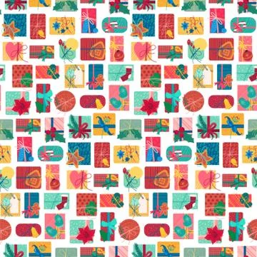 New year present boxes vertical seamless pattern Stockillustratie