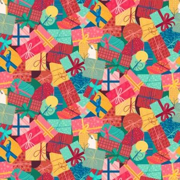New year present boxes vertical seamless pattern Stock Illustration