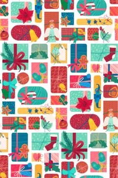 New year present boxes vertical seamless pattern Illustrazione stock