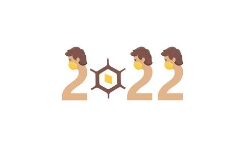 A new year projection was projected in the shadow of 2022 corona virus.2022 Stock Illustration