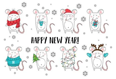 New year rat characters set Stock-Illustration