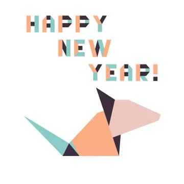 New year Rat symbol 2020 Chinese calendar origami Stock Illustration