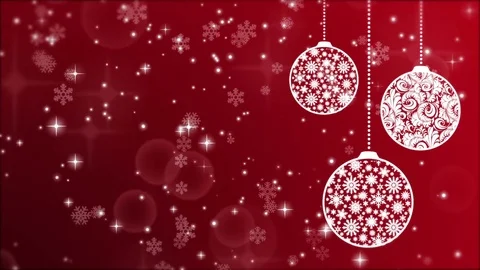 New Year red background with balls, snowflakes and glowing particles Stock Footage 83189632