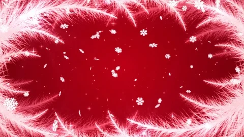 New Year red background with frost patterns and snowflakes Stock Footage 83294240