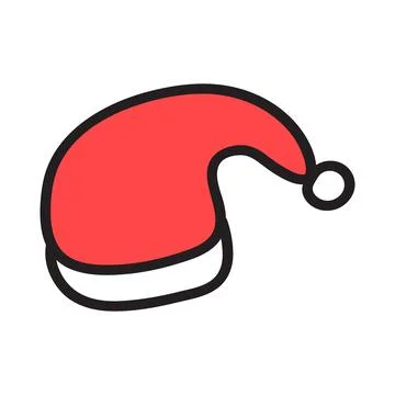 New Year red cap on white doodle Stock Illustration