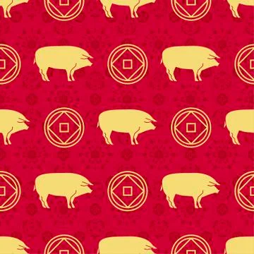 New Year red seamless background. Vector illustration Stock Illustration