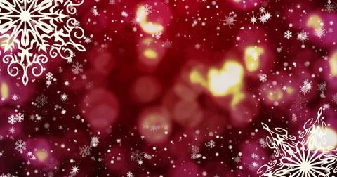 New Year red seamless loopable background with golden snowflakes 4k Stock Illustration