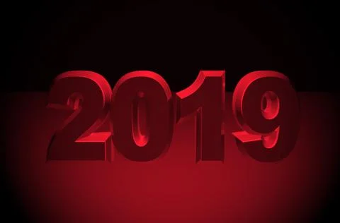 New year red text 2019 3d rendering Stock Illustration