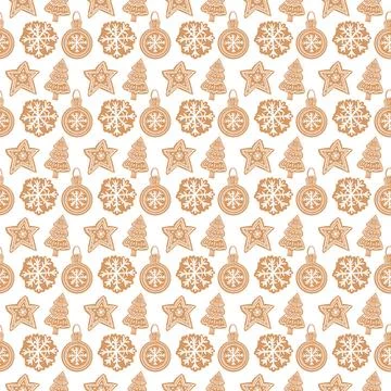 New Year s pattern of gingerbread figures Stock Illustration