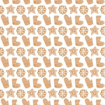 New Year s pattern of gingerbread figures Stock Illustration
