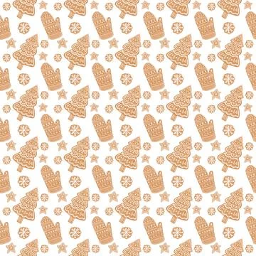 New Year s pattern of gingerbread figures Stock Illustration