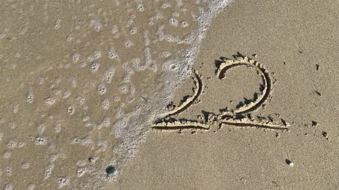New year sea wave washes away numbers 2022 on the sand, slow motion new year Stock-Footage 224908620