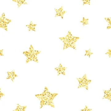 New Year seamless gometric pattern with golden glitter textured stars Stock Illustration