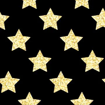 New Year seamless gometric pattern with golden glitter textured stars 库存插图