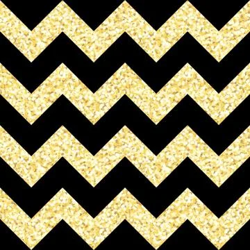 New Year seamless gometric pattern with golden glitter textured zig-zag stripes Stock Illustration