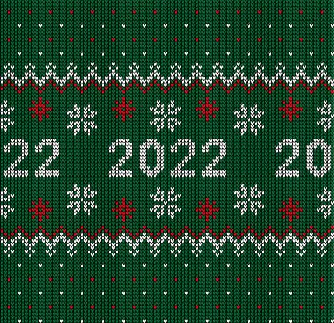 New Year Seamless Knitted Pattern with number 2022. Knitting Sweater Design.  Stock Illustration