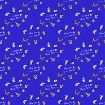 New year seamless pattern. Christmas pattern on a blue background - Christmas Illustrazione stock