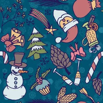 New year seamless pattern. endless christmas template Stock Illustration