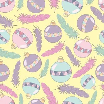 New year seamless pattern with feathers Stock Illustration
