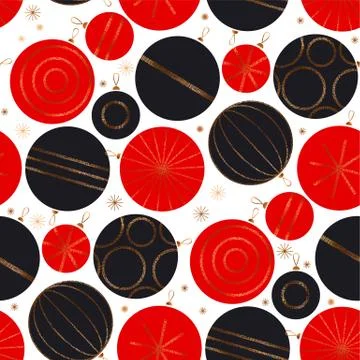 New year seamless pattern, red and black Stock Illustration