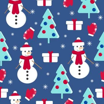 New year seamless pattern with a snowman Stock Illustration