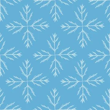 New year seamless pattern. White snowflakes background. Blue vector pattern.  Stockillustratie