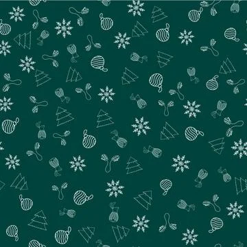 New Year seamless vector pattern with mittens, Christmas ornament, snowflake, Stock Illustration
