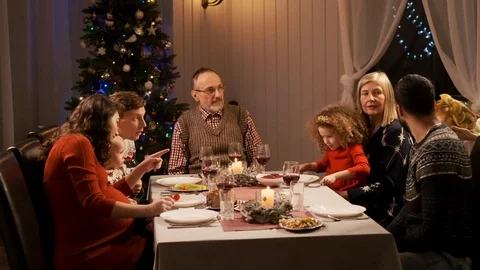 New Year. Served Holiday Table. Woman Serves Chicken Main Dish. Stock Footage 120279216