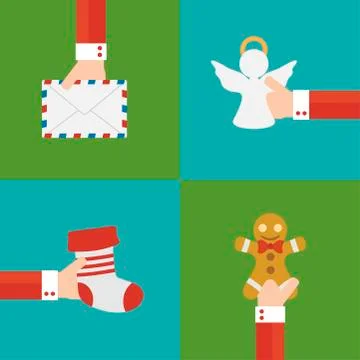 New year set concept flat design Stock Illustration