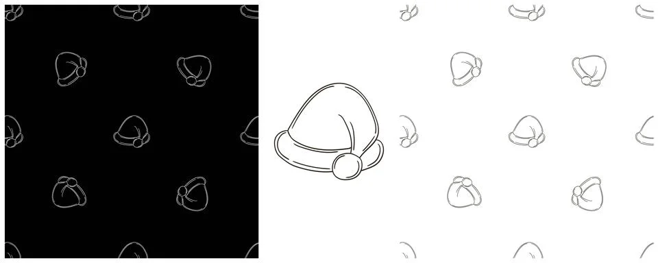 New Year. Set Monochrome pattern in hand draw style Stock Illustration