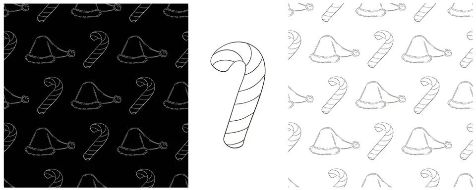 New Year. Set Monochrome pattern in hand draw style イラスト素材