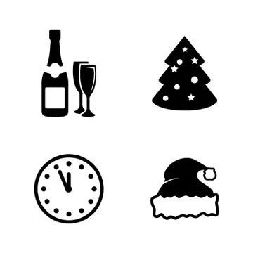 New year. Simple Related Vector Icons Stock Illustration
