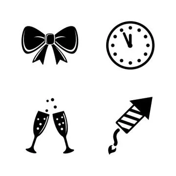 New Year. Simple Related Vector Icons Stock Illustration