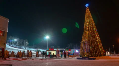 New year in ski resort Stock Footage 45044441